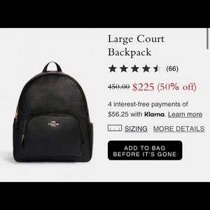 Real leather coach backpack